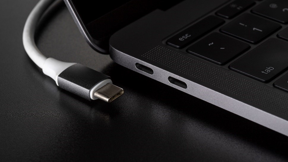 USB-C cable and MacBook
